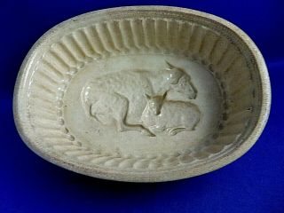 Antique Early 19thc Creamware Jelly Mould / Pie Mould Donkey And Foul