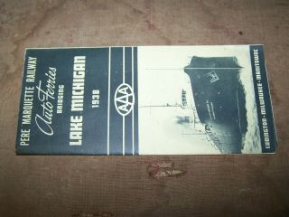 Vintage 1938 Pere Marquette Railway Auto Ferries Lake Michigan Timetable Brochu