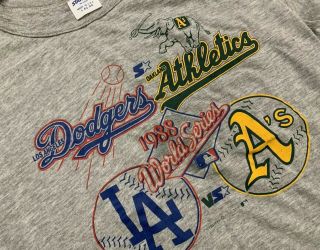 VTG 1988 World Series Starter T Shiet Oakland A’s Vs La Dodgers Size Small 2