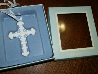 Vintage Wedgwood Blue/ White Cross Christmas Ornament