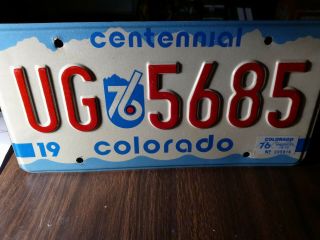 Vintage 1975 Colorado License Plate Bi Centennial Ug 5685 1976 Sticker
