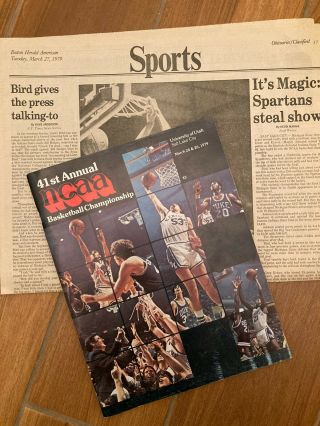 Bird/ Magic National Champs Ncaa Basketball Program And Sports Sect,  Good Cond