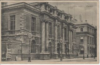 Cardiff Town Hall.  Demolished 1914.  Cardiff.  Vintage Postcard