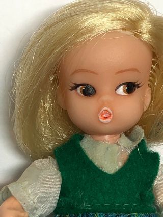 4” Vintage Hasbro Dolly Darling 1967 Mod School Days Adorable Blonde & Purse SX 2