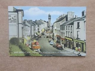 Vintage Postcard - High Street And Town Hall - Enniskillen - Co Fermanagh 5444