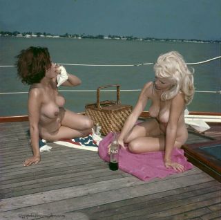 Bunny Yeager Pin - Up Color Transparency Miami Boat Party Aquatic Life Nudes 60s