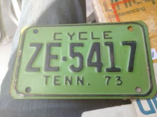 1973 Tennessee Cycle License Plate Tag