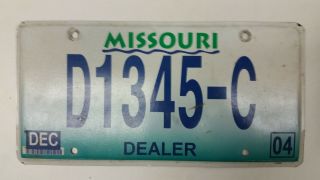 2004 Missouri Dealer License Plate D1345 - C