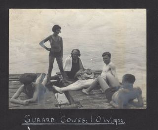 Cowes Isle Of Wight Holiday Makers At Gurnard Beach Vintage Photo 1932