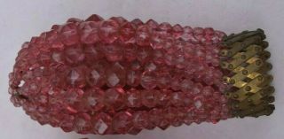 1 - Antique Light Bulb Covers Pink Crystal Czech Glass Beads Accordion Closure
