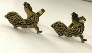 2 Vintage Brass Farmhouse Rooster Design Napkin Ring