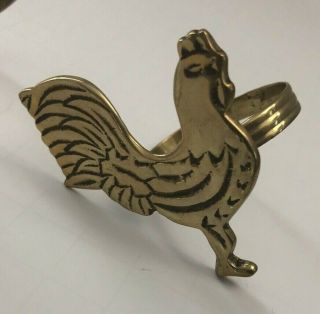 2 Vintage Brass Farmhouse Rooster Design Napkin Ring 2