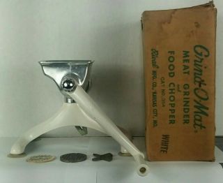 Vintage Rival Grind - O - Mat Meat Grinder and Food Chopper White with Box 2