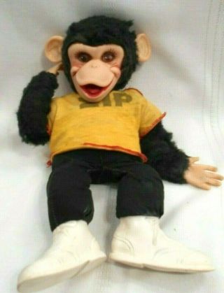 Vintage Rushton Rubber Face Zip The Monkey/ Chimpanzee Plush Toy Doll 16 "