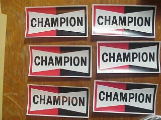 6 Champion Spark Plugs 2 1/2 X 4 3/4 Inch Peel Back Stickers Nos
