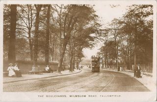 Manchester Fallowfield Boulevards Wilmslow Road Real Photo Vintage Postcard 26.  1