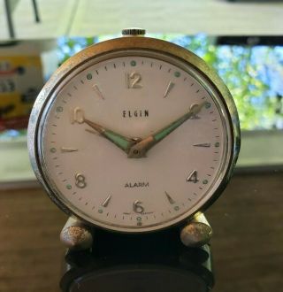 Elgin Brass Wind Up Travel Alarm Clock Watch West Germany Vintage Parts Repairs