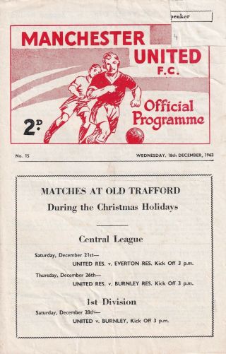 Manchester United Barrow Youth 1963 Football Programme Vintage Match