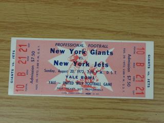 York Giants Vs Ny Jets Yale Bowl 1972 Ticket