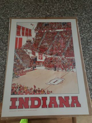 Vintage Indiana University Hoosiers Basketball Poster 1983 John Holladay