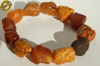 Antique Baltic Natural Amber Drop Stone Beads Hand Bracelet
