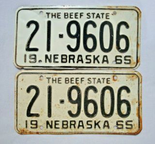1965 Nebraska Scotts Bluff County Vintage License Plate Pair 21 - 9606