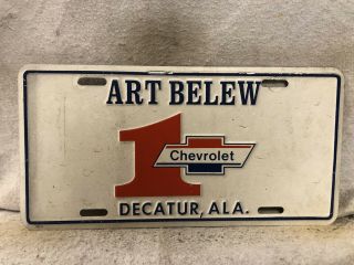 Vintage Art Belew Chevrolet Booster License Plate Decatur Alabama