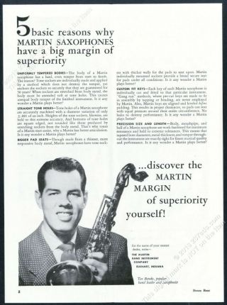 1955 Tex Beneke Photo Martin Saxophone Vintage Print Ad