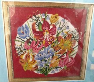Wild Flowers In The Round Vintage 1979 Needlepoint Kit By Multiple Choices