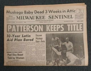Floyd Patterson Vs Ingemar Johannson Iii - Boxing - 1961 Milwaukee Newspaper