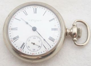Antique 18s Elgin Grade 207 7j Nickel Pocket Watch