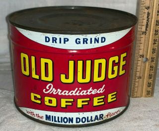 Antique Old Judge Coffee Tin Litho 1lb Keywind Can St Louis Mo Grocery