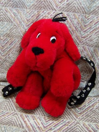 Vtg 16 " Clifford The Big Red Dog Backpack Stuffed Plush Scholastic Book Bag 1997