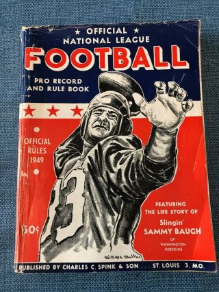 1949 Official National League Football Pro Record Rule Book Sammy Baugh Redskins