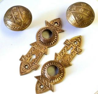 Antique Ornate Brass Door Knobs And Plates