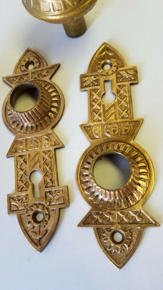 Antique Ornate Brass Door Knobs and Plates 3