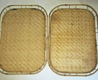 2 Vintage Rattan Bamboo Wicker Serving Trays Lap 19 " X 13 " Rectangle