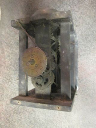 Antique Wood Weight Driven Grandfather Clock Movement W/pendulum (756b)