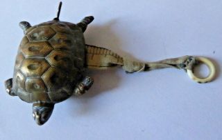 Antique Novelty Brass Turtle Tape Measure - Cloth Tape