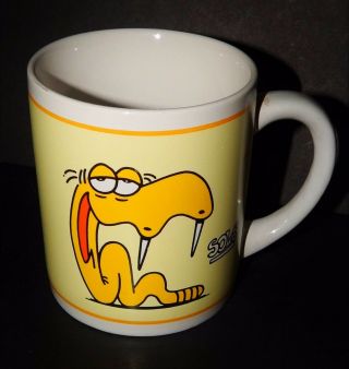 Sols Snake Hi Fang Face Coffee Mug Cartoon Comic Vintage 1975 Applause Yellow