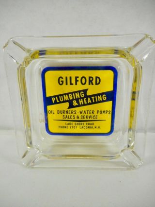 Vintage Gilford Plumbing And Heating Ashtray Laconia Hampshire 4 " X4 "
