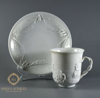Antique 19th Century Richard Ginori Blanc De Chine Porcelain Cup & Saucer