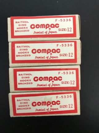 Vintage Compac Fishing Hooks Size 12 F - 5336 - 6 Boxes