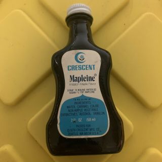 Vintage Crescent Mapleine Imitation Maple Syrup Amber Bottle