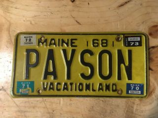 1968 Base Maine License Plate Payson Vanity