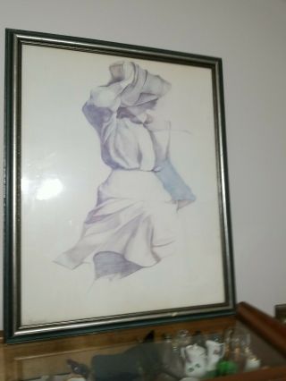 Vintage Lithograph Wind Blown By Christine Rosamond (1947 - 1994) Ca 1974