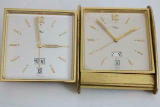 2x Imhof Swiss Calendar Desk Clocks Gilt Bronze,  8 Day