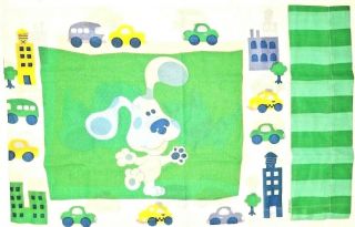 Vintage Blues Clues Puppy Dog Kitty Cat Cars Reversible Pillow Case