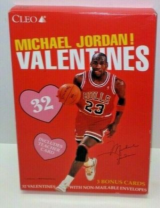 Vintage Box Michael Jordan Valentines Cards Nba Bulls 32 W/ Envelopes