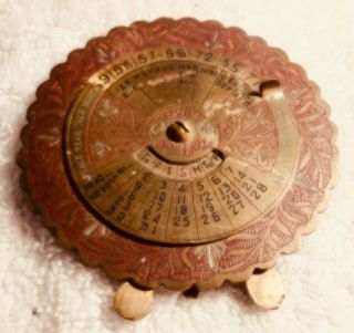 Vintage Stand - Up Brass 20 Year Perpetual Calendar 1955 - 1974,  Made In India